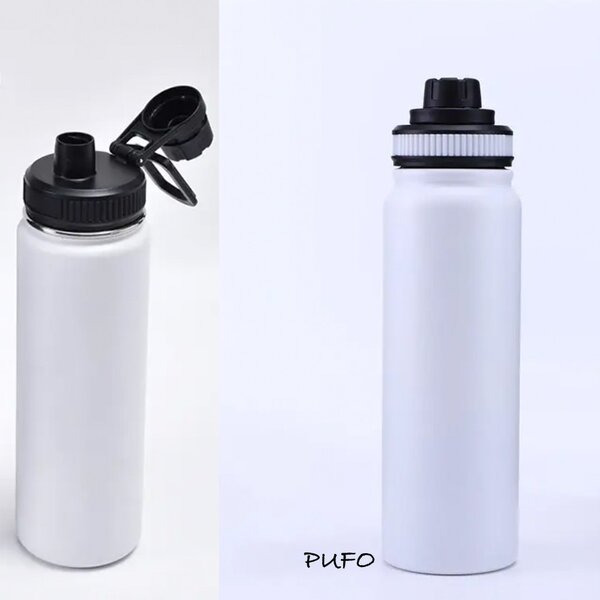 Sticla termos metalica Pufo Camping pentru bauturi, izoterm, 500 ml, alb
