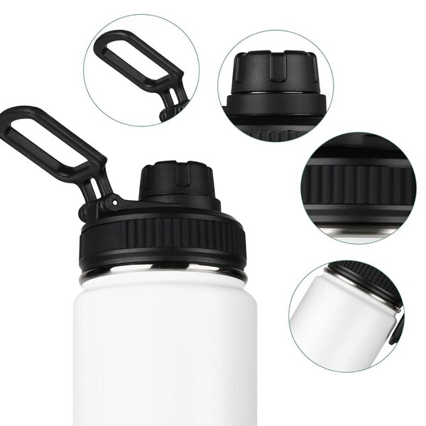 Sticla termos metalica Pufo Camping pentru bauturi, izoterm, 500 ml, alb