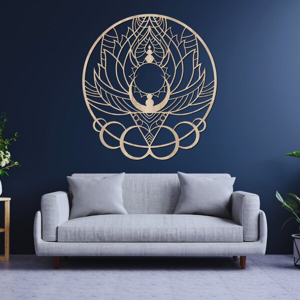 Mandala decorativă artistică din lemn, floare și soare | FLORISOLUS