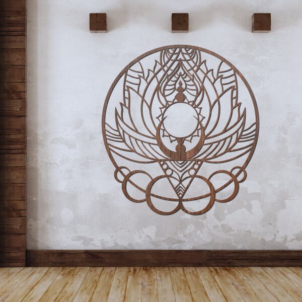 Mandala decorativă artistică din lemn, floare și soare | FLORISOLUS