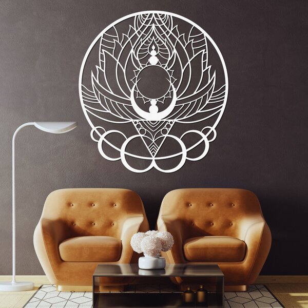 Mandala decorativă artistică din lemn, floare și soare | FLORISOLUS