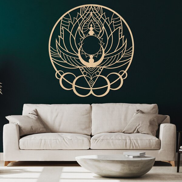 Mandala decorativă artistică din lemn, floare și soare | FLORISOLUS