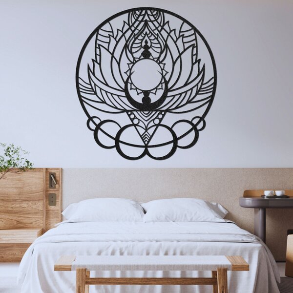 Mandala decorativă artistică din lemn, floare și soare | FLORISOLUS