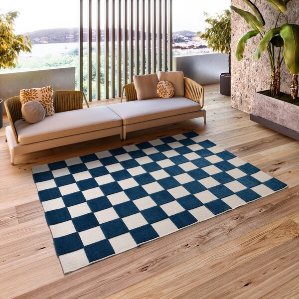 Covor pentru exterior și interior albastru/crem 160x230 cm Cuadros – Universal