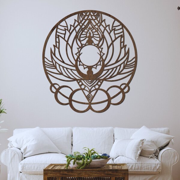 Mandala decorativă artistică din lemn, floare și soare | FLORISOLUS
