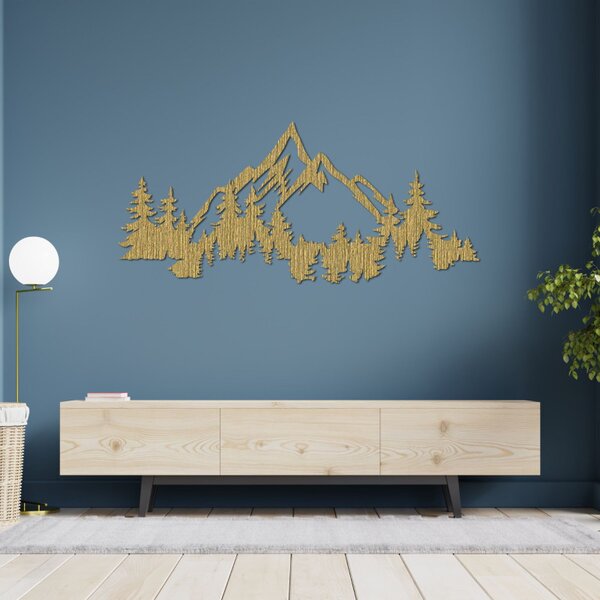 Decorațiune murală modernă din lemn cu munți și păduri | CEADER