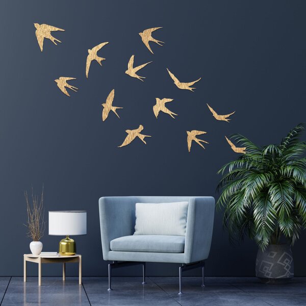 Decorațiuni murale din lemn cu păsări zburătoare | FLOCK