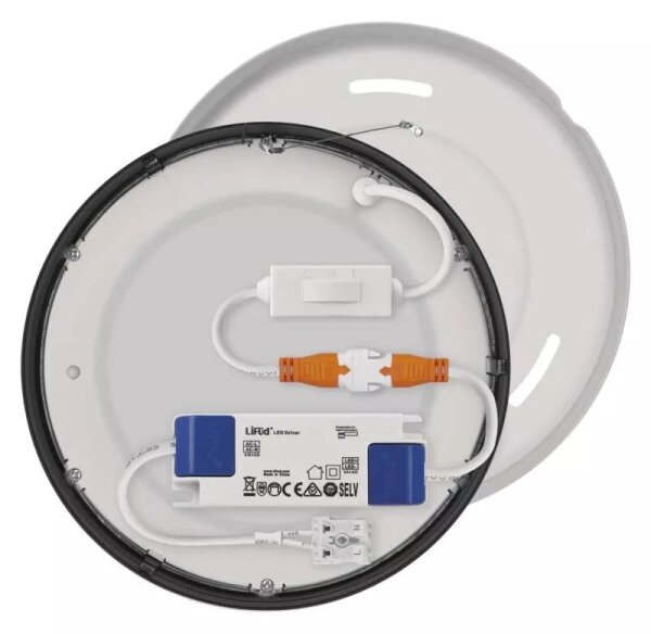 Plafonieră LED/12,5W/230V 3000/3500/4000K d. 17 cm negru