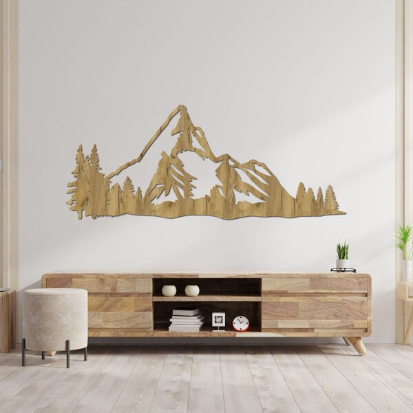 Pictură pe lemn Panoramă montană – Decorațiune murală modernă din lemn | TANA
