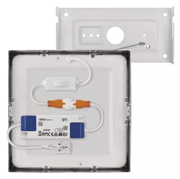 Plafonieră LED/12,5W/230V 3000/3500/4000K 17x17 cm crom