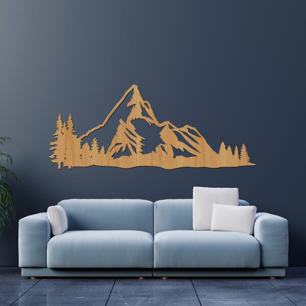 Pictură pe lemn Panoramă montană – Decorațiune murală modernă din lemn | TANA