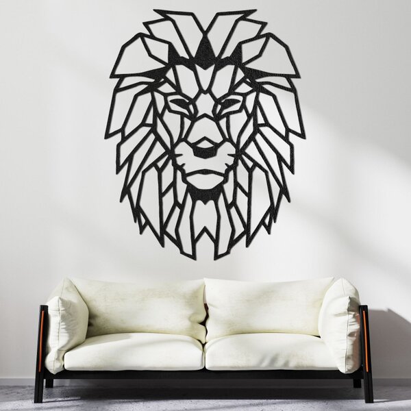 Pictură murală geometrică din lemn cu cap de leu | LEONART