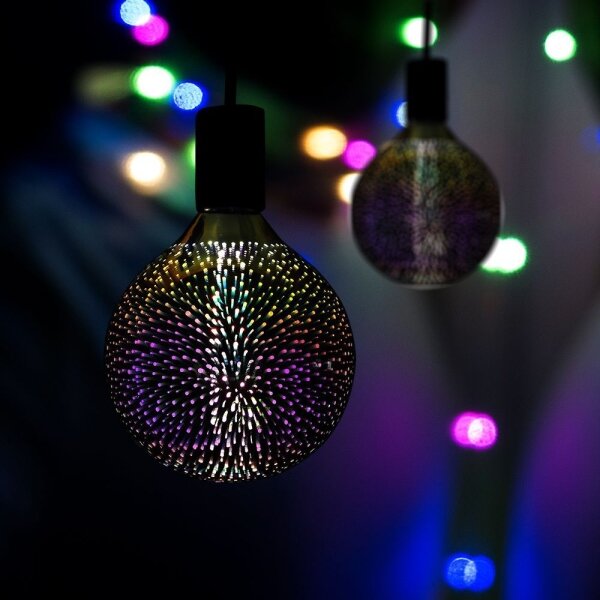 LED filament G125 3D decorativă, E27, 4W, 230V, 3000K