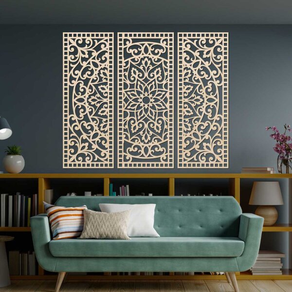 Panou mandala din trei piese pentru decorarea peretelui | AURELIA