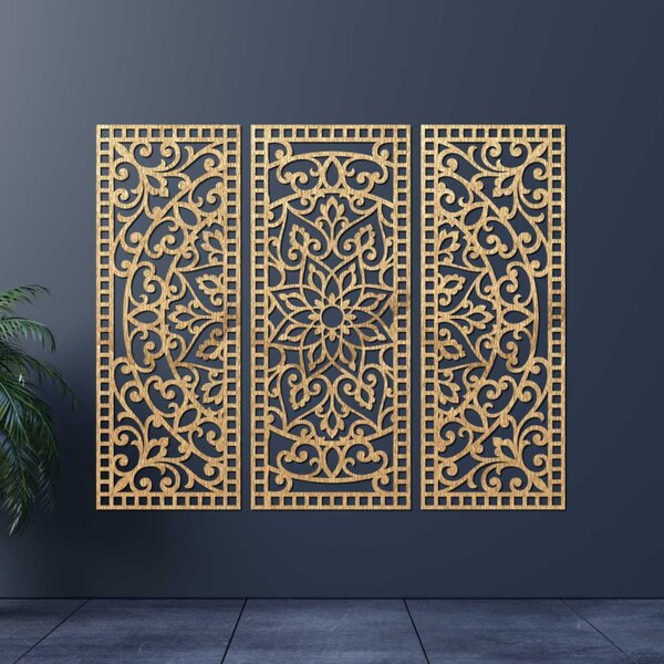 Panou mandala din trei piese pentru decorarea peretelui | AURELIA