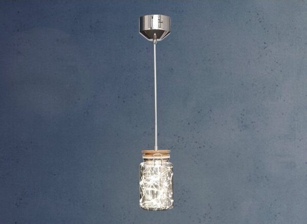 Klausen 142030 - Candelabru LED SHOCK pe cablu LED/5W/230V crom lucios/lemn