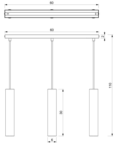 Lustră pe cablu RAITO 3xGU10/8W/230V alamă