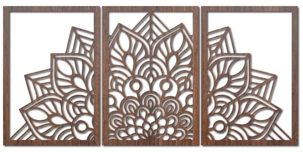Mandala florală din 3 piese pentru perete | FLOFER