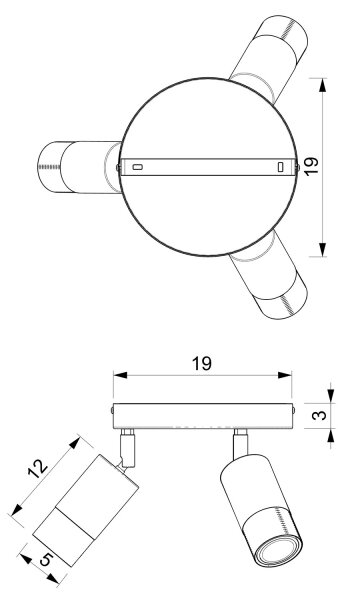 Spot LINK 3xGU10/8W/230V negru/alamă