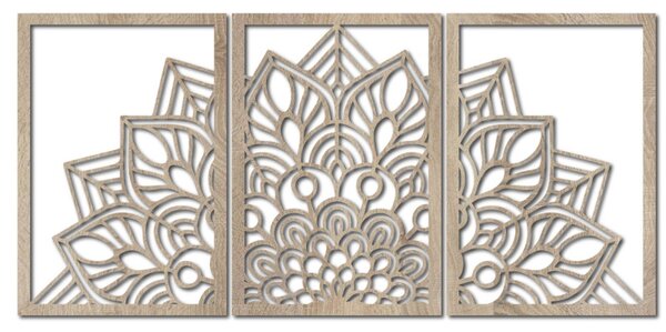 Mandala florală din 3 piese pentru perete | FLOFER