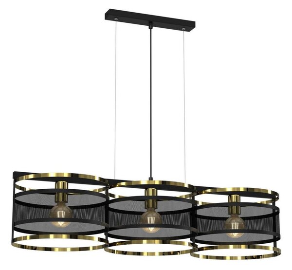 Lustră pe cablu RIM 3xE27/60W/230V neagră/aurie