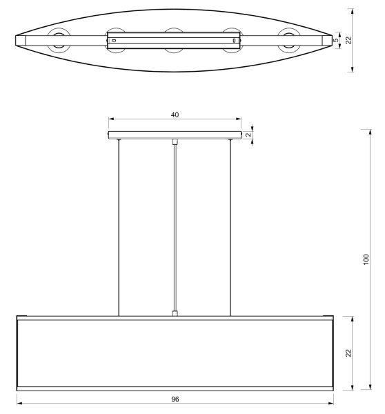 Lustră pe cablu KAGA 5xE27/60W/230V neagră/aurie