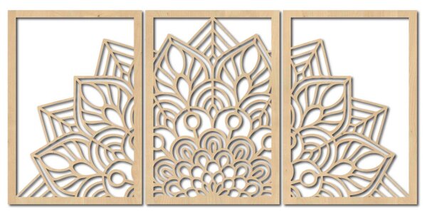 Mandala florală din 3 piese pentru perete | FLOFER