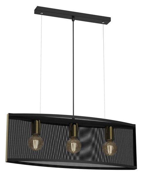 Lustră pe cablu KAGA 3xE27/60W/230V neagră/aurie