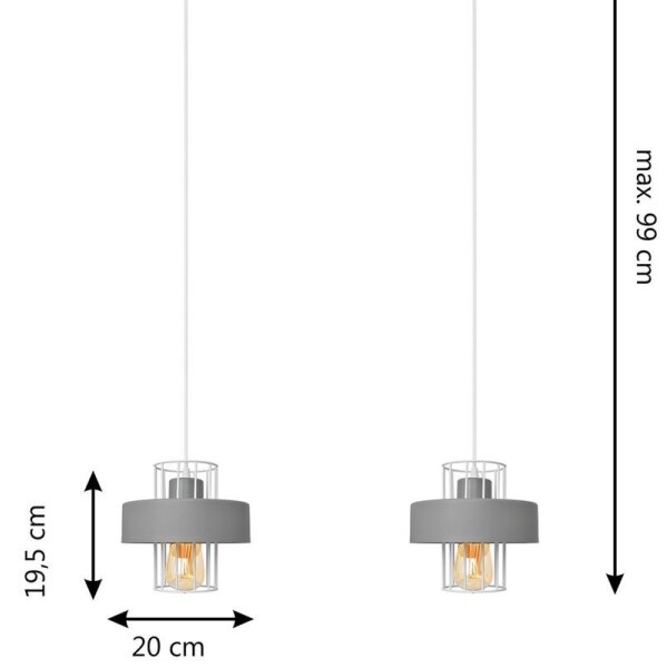 Lustră pe cablu VOLTA 2xE27/15W/230V gri