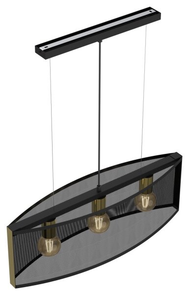 Lustră pe cablu KAGA 3xE27/60W/230V neagră/aurie