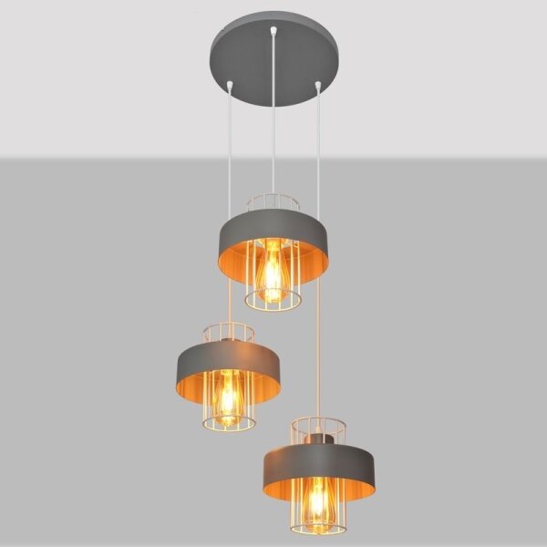 Lustră pe cablu VOLTA 3xE27/15W/230V d. 42 cm gri