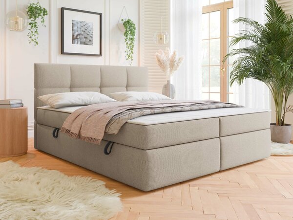 Pat boxspring ComfiDream NivinaBoxspring, Dublu, Maro deschis, 180x200, Tapiterie, Somiera patSomiera pat, 18x21x11cm