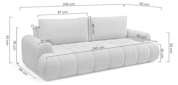 Canapea extensibilă pentru dormit Lutario - szenil gri Vibe 95
