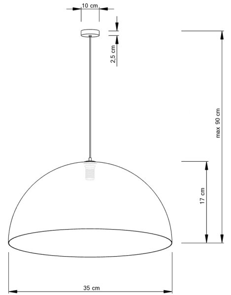 Lustră pe cablu SFERA 1xE27/60W/230V d. 35 cm alb/auriu