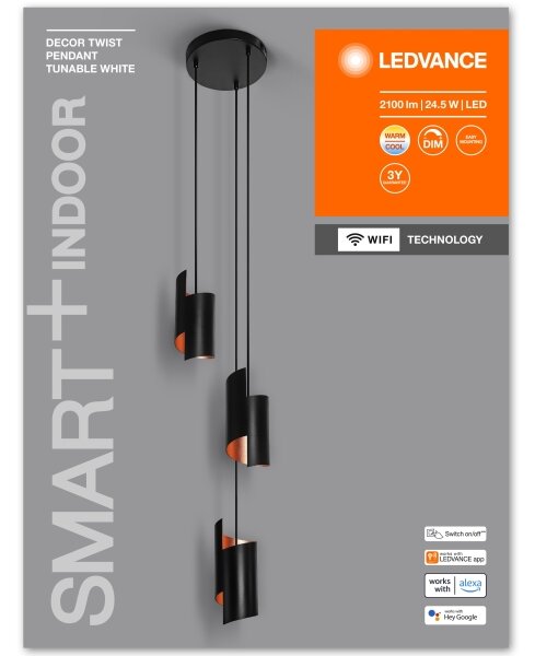 Lustră LED pe cablu dimabilă SMART+ DECOR 3xLED/8W/230V neagră Wi-Fi Ledvance