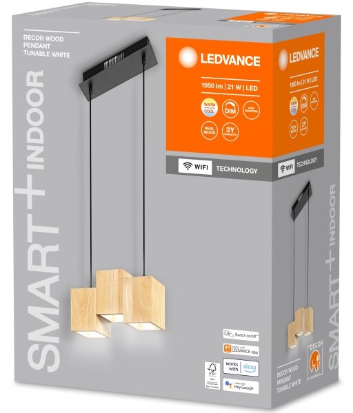 Lustră LED pe cablu dimabilă DECOR WOOD 3xLED/7W/230V Wi-Fi Ledvance
