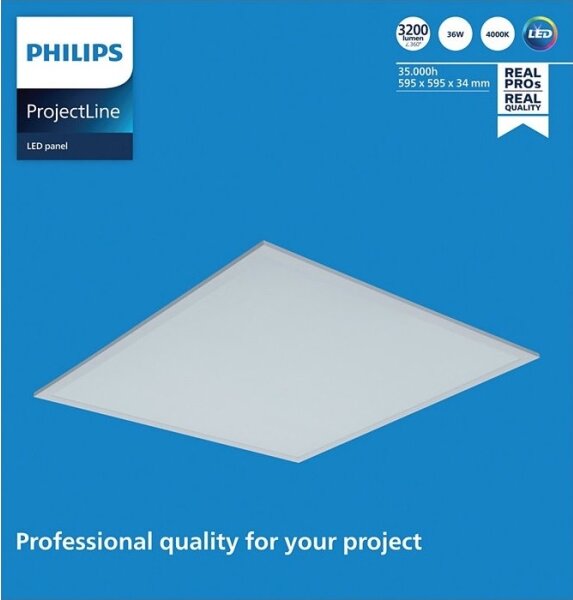 Philips PROJECTLINE LED panel 36W 230V, 59,5x59,5 cm, podhledový