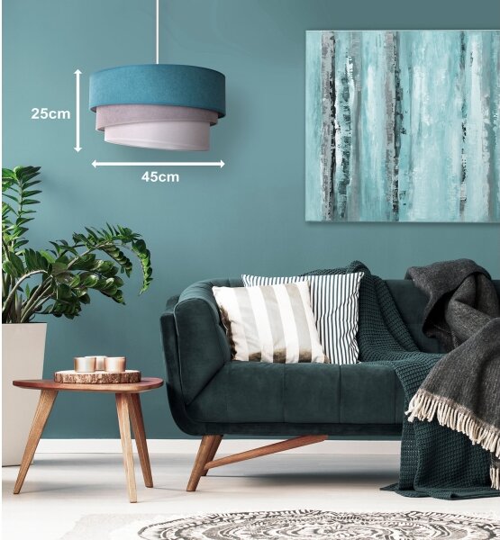 Lustră pe cablu Duolla TRIO 1xE27/15W/230V d. 45 cm turcoaz/gri/alb