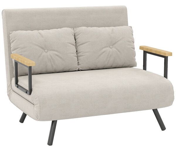 HOMCOM Canapea Pat de 2 Locuri cu Spătar Reglabil pe 5 Nivele și 2 Perne din Material Capitonat, 102x73x81 cm, Negru | Aosom Romania