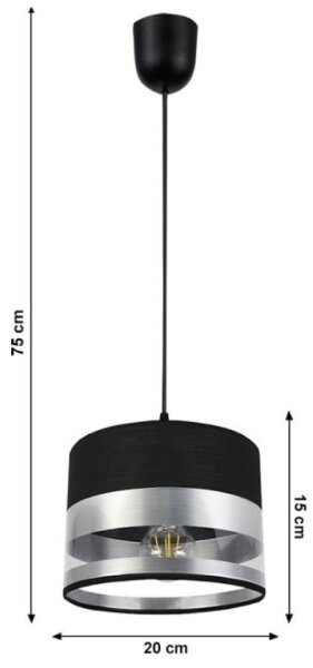 Lustră pe cablu MILO 1xE27/60W/230V argintie/neagră
