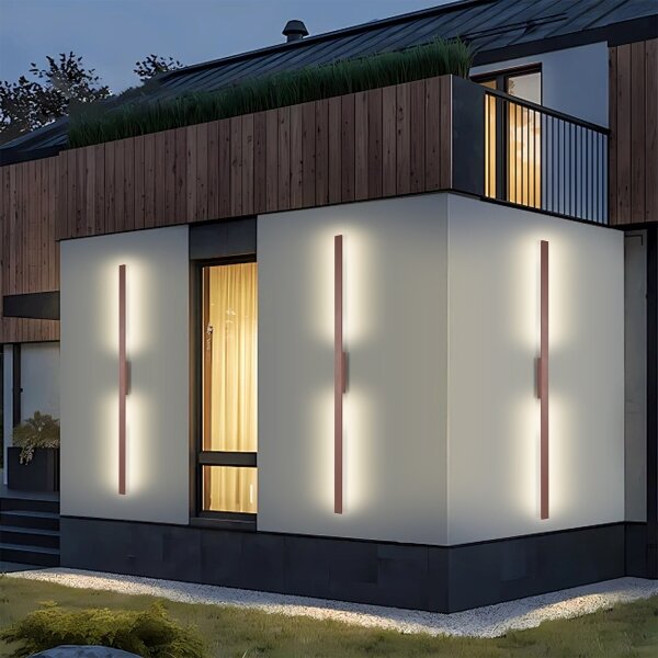 Brilagi - Aplica LED de exterior LUNA, 30 W, 230 V, 3000 K, IP65, 150 cm, maro, CRI 90