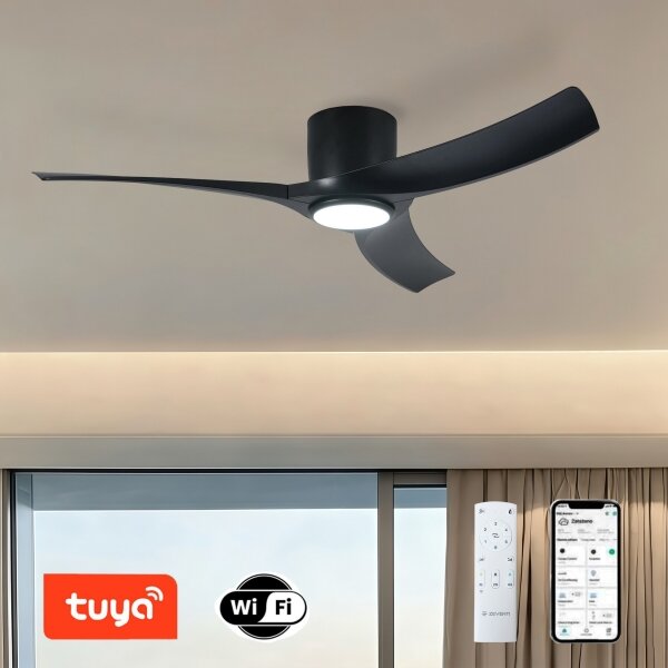 ZEVENTI - Ventilator de tavan LED ORBITO LED/24W/230V Wi-Fi Tuya negru + telecomandă