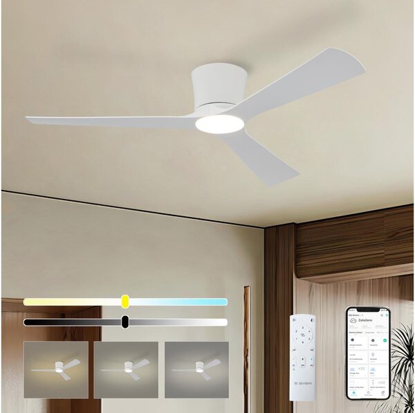 ZEVENTI - Ventilator de tavan cu LED AUREX, 24W/230V, Wi-Fi Tuya, alb + telecomandă