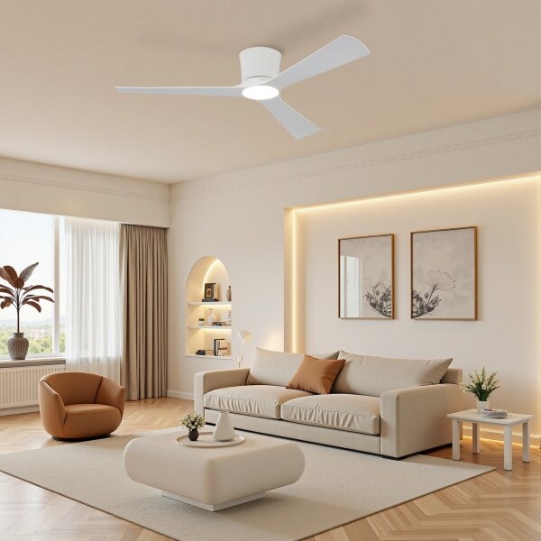 ZEVENTI - Ventilator de tavan cu LED AUREX, 24W/230V, Wi-Fi Tuya, alb + telecomandă