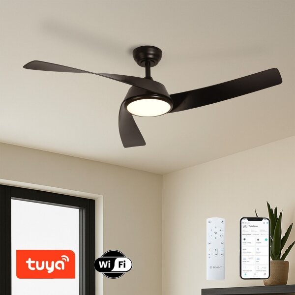ZEVENTI - Ventilator de tavan AERYS LED/24W/230V Wi-Fi Tuya negru + telecomandă