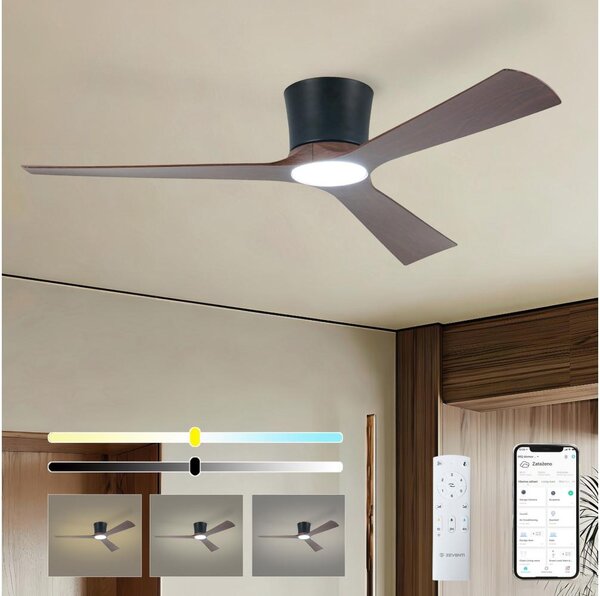 ZEVENTI - Ventilator de tavan LED AUREX LED/24W/230V Wi-Fi Tuya negru/nuc + telecomandă
