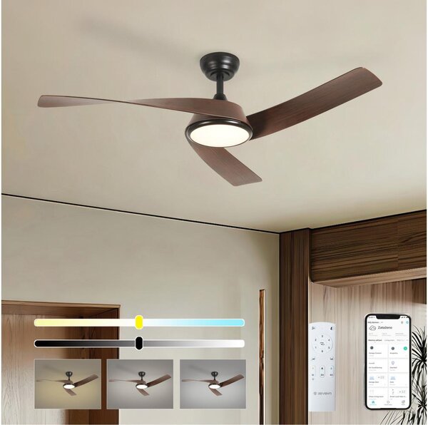 ZEVENTI - Ventilator de tavan LED AERYS LED/24W/230V Wi-Fi Tuya negru/nuc + telecomandă