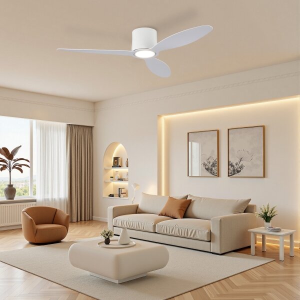 ZEVENTI - Ventilator de tavan LED VENTORA, 24W/230V, Wi-Fi Tuya, alb, cu telecomandă