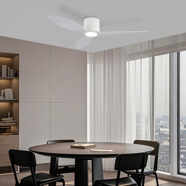 ZEVENTI - Ventilator de tavan LED VENTORA, 24W/230V, Wi-Fi Tuya, alb, cu telecomandă