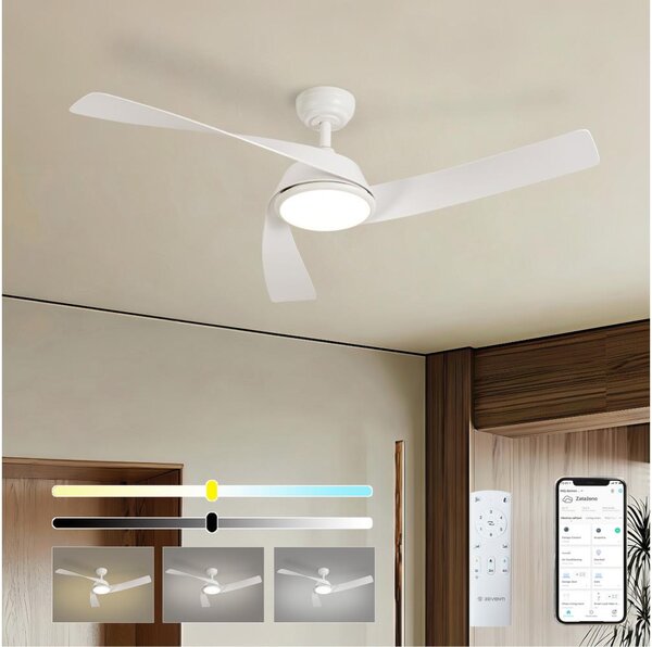 ZEVENTI - Ventilator de tavan LED AERYS LED/24W/230V Wi-Fi Tuya alb + telecomandă